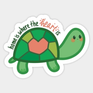 Green Turtle Quotes Home is Where the Heart Is Sticker